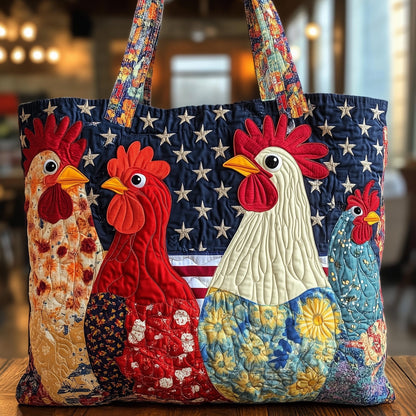 Funky Chicken Quilted Tote Bag