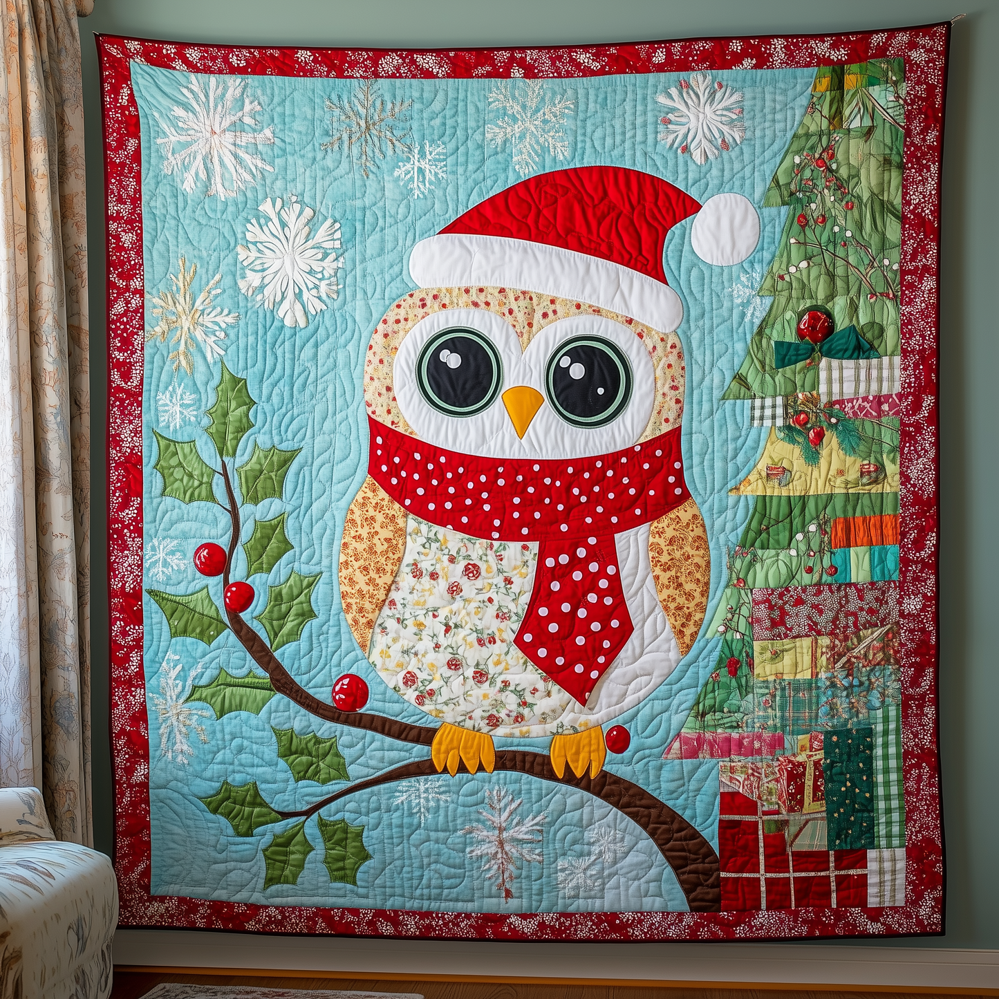 Festive Owl Quilted Blanket GFTONL483