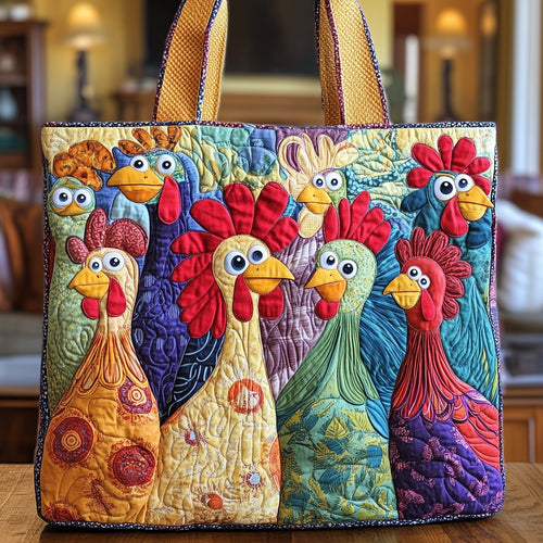 Rooster Parade Quilted Tote Bag GFTONL4841