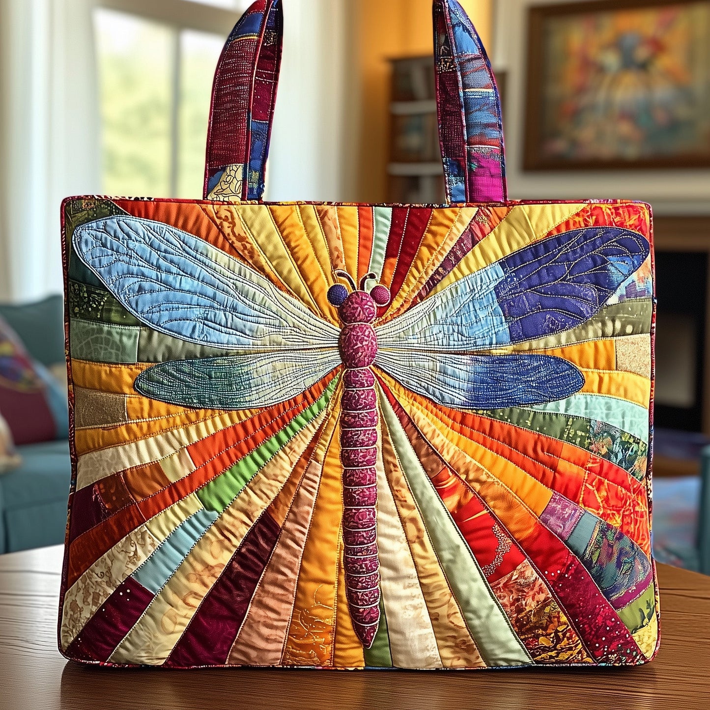 Sunshine Dragonfly Quilted Tote Bag GFTONL4846