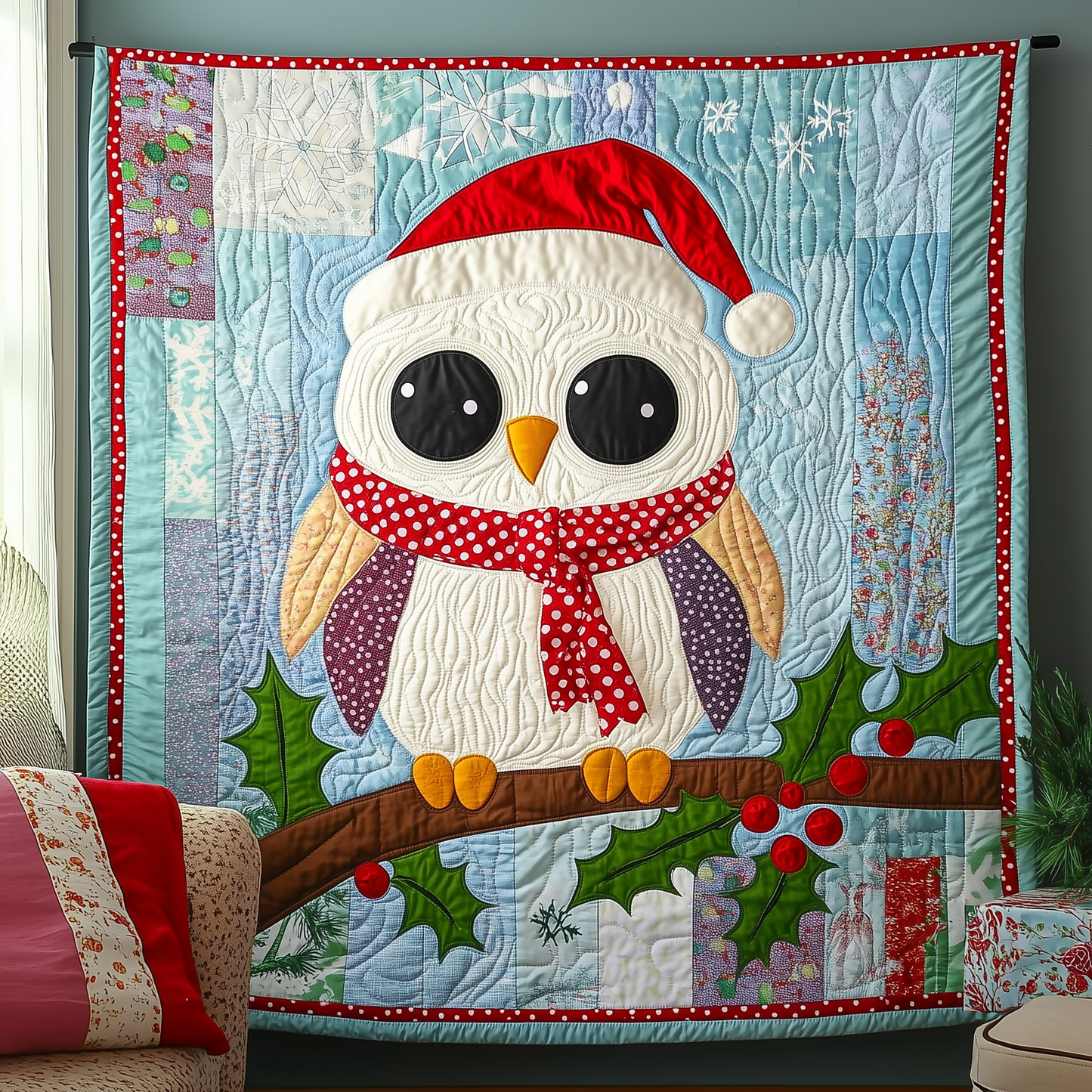 Festive Owl Quilted Blanket GFTONL484
