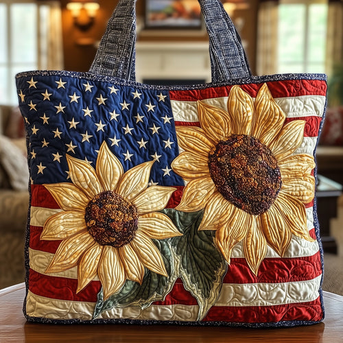 Patriotic Sunflower Quilted Tote Bag GFTONL4903