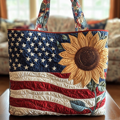 Patriotic Sunflower Quilted Tote Bag GFTONL4904