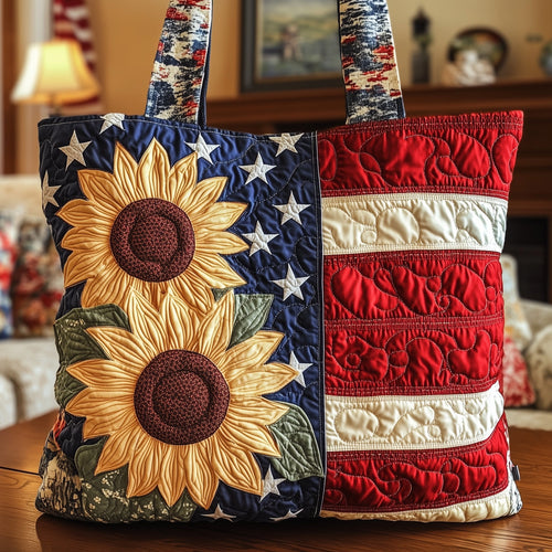 Patriotic Sunflower Quilted Tote Bag GFTONL4905