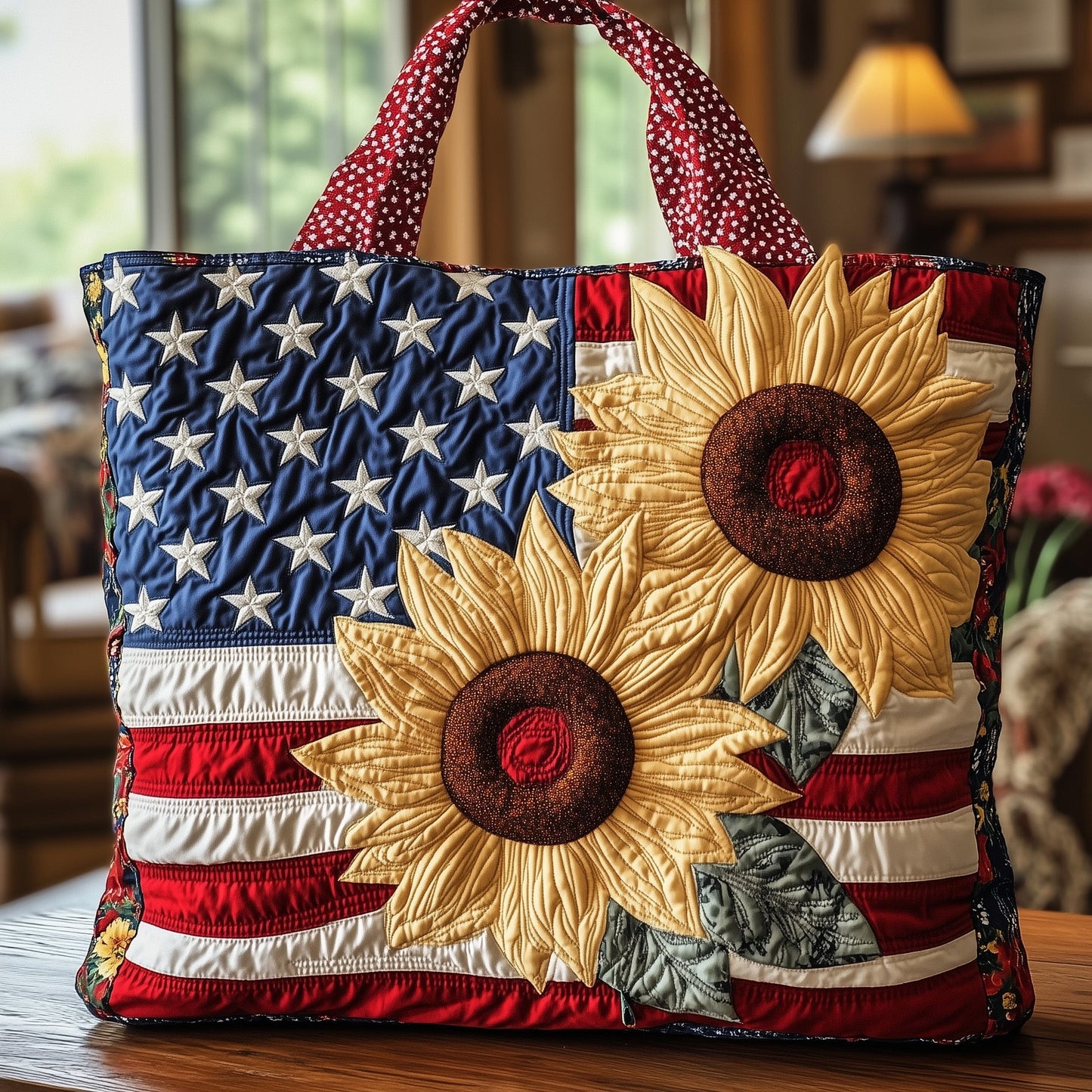 Patriot Sunflower Quilted Tote Bag GFTONL4907