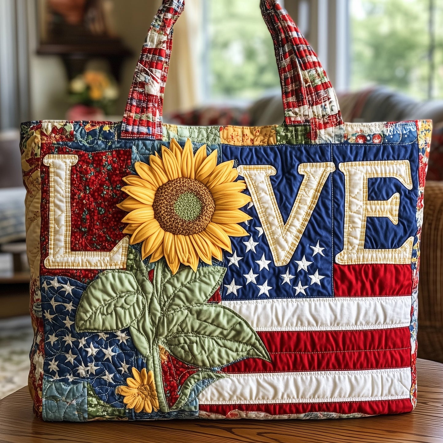 Patriot Sunflower Quilted Tote Bag GFTONL4916