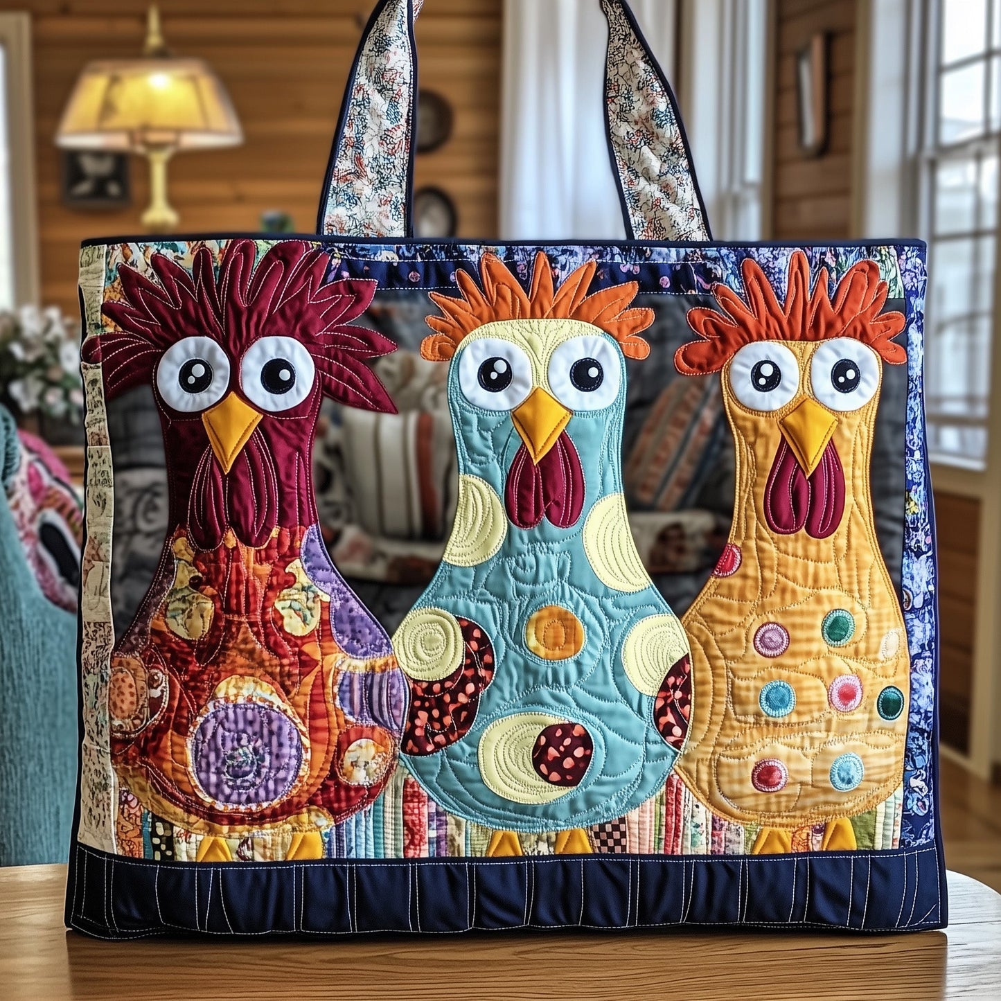 Funny Roosters Quilted Tote Bag GFTONL4919