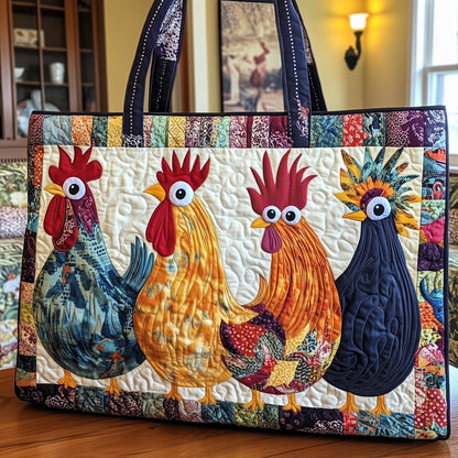 Whimsical Roosters Quilted Tote Bag GFTONL4925
