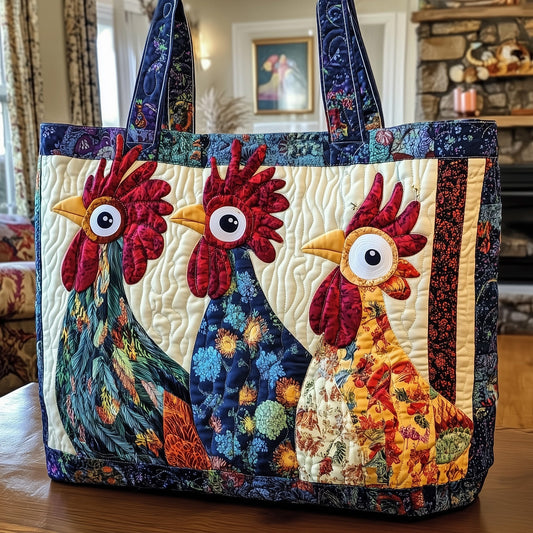 Whimsical Roosters Quilted Tote Bag GFTONL4926