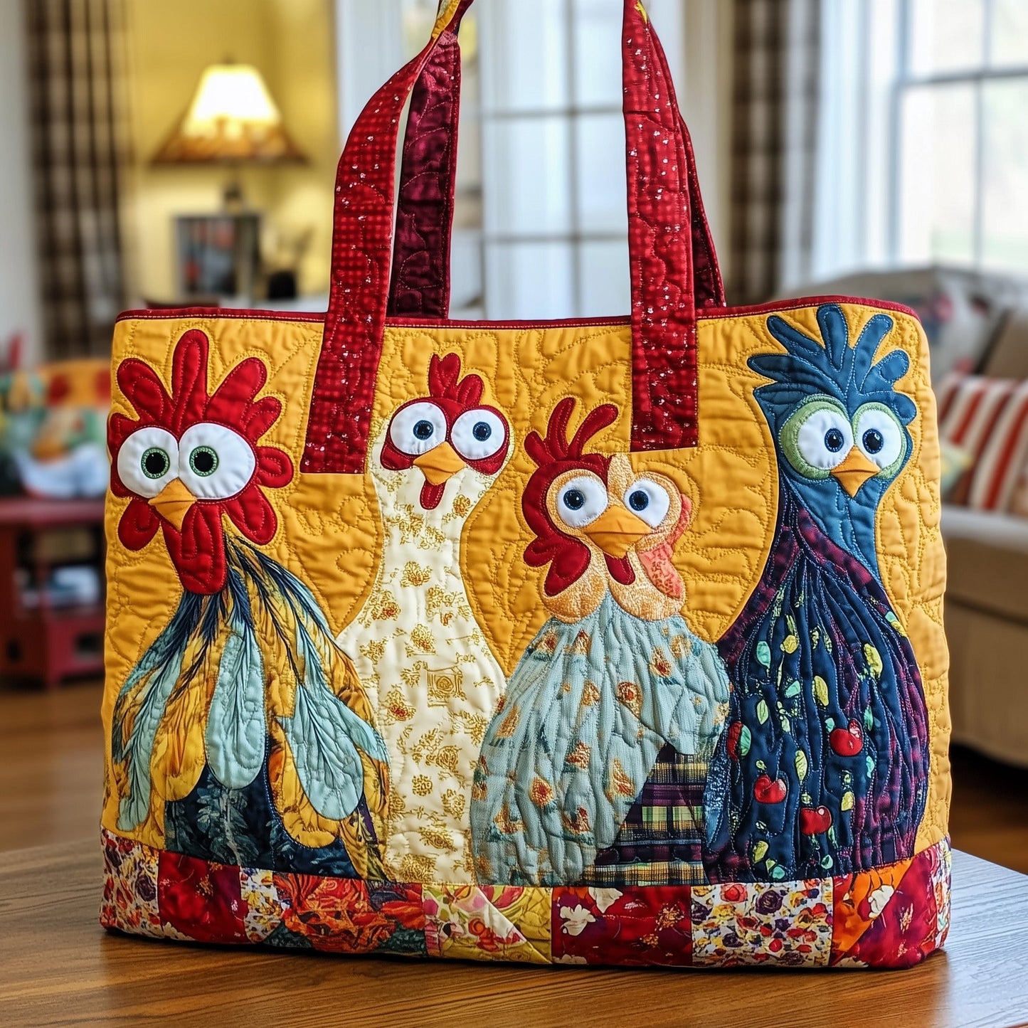 Joyful Chicken Quilted Tote Bag GFTONL4930