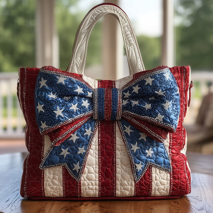 Patriotic Flower Quilted Tote Bag