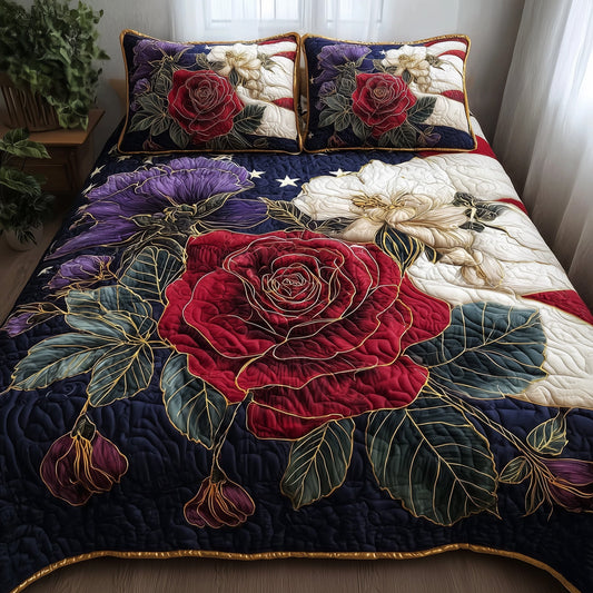 Roses 3-Piece Quilted Bedding Set GFTONL4955