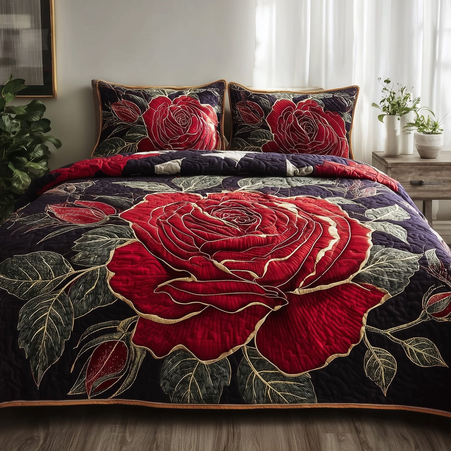 Vintage Rose 3-Piece Quilted Bedding Set GFTONL4959