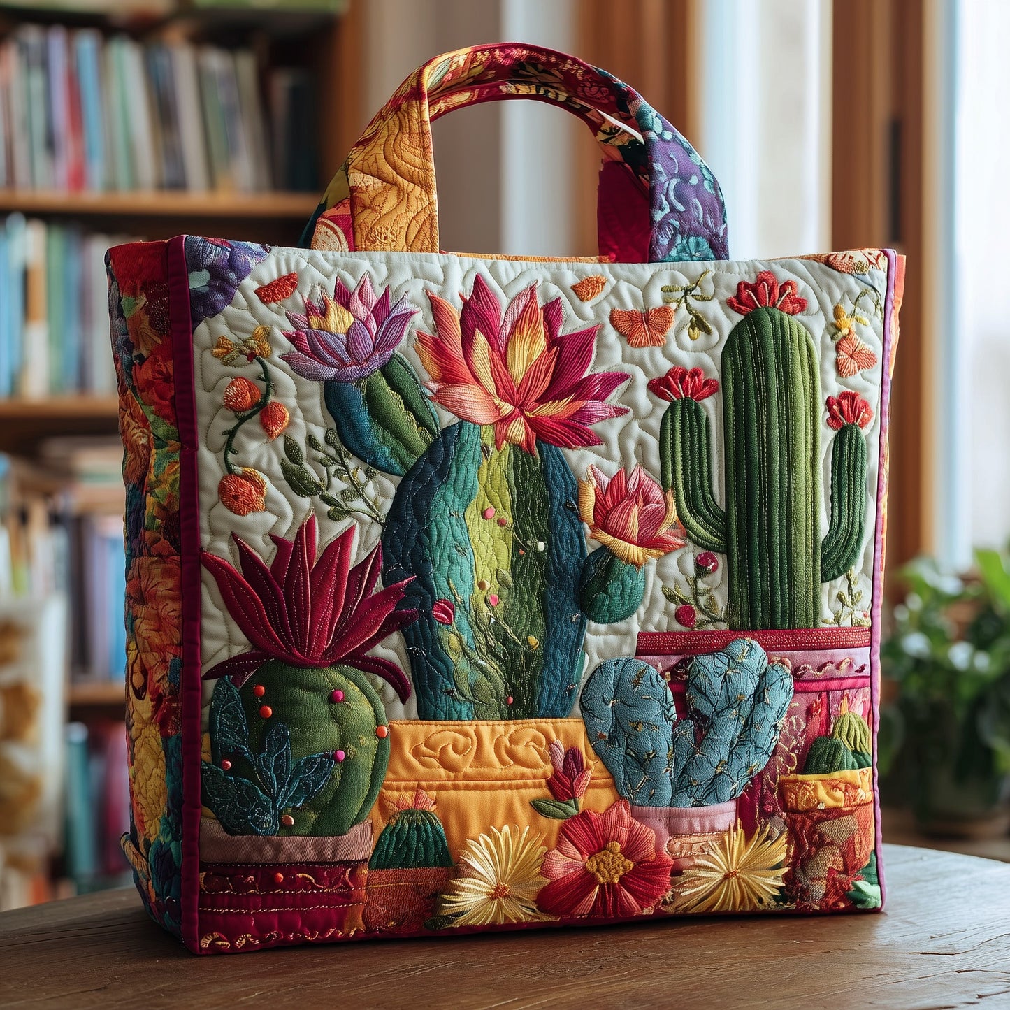 Blooming Cactus Quilted Tote Bag GFTONL5058