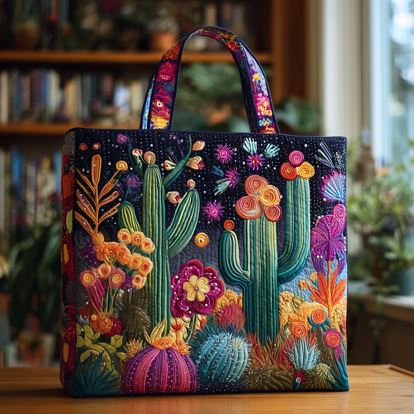 Midnight Cactus Quilted Tote Bag GFTONL5064