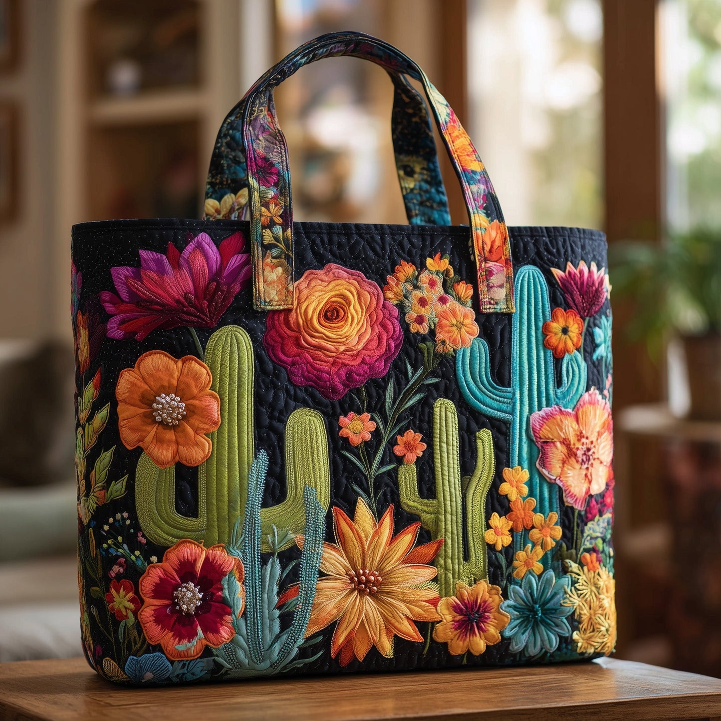 Midnight Cactus Quilted Tote Bag GFTONL5069