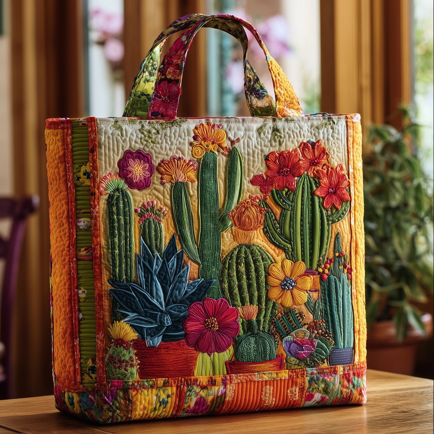 Cactus Charm Quilted Tote Bag GFTONL5078