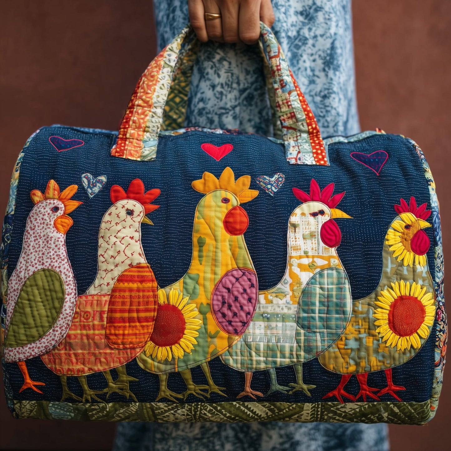 Whimsical Chicken Quilted Duffle Bag GFTONL5089