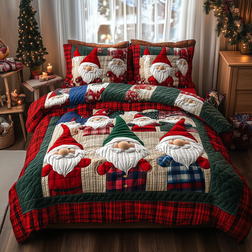Jolly Gnomes 3-Piece Quilted Bedding Set GFTONL508