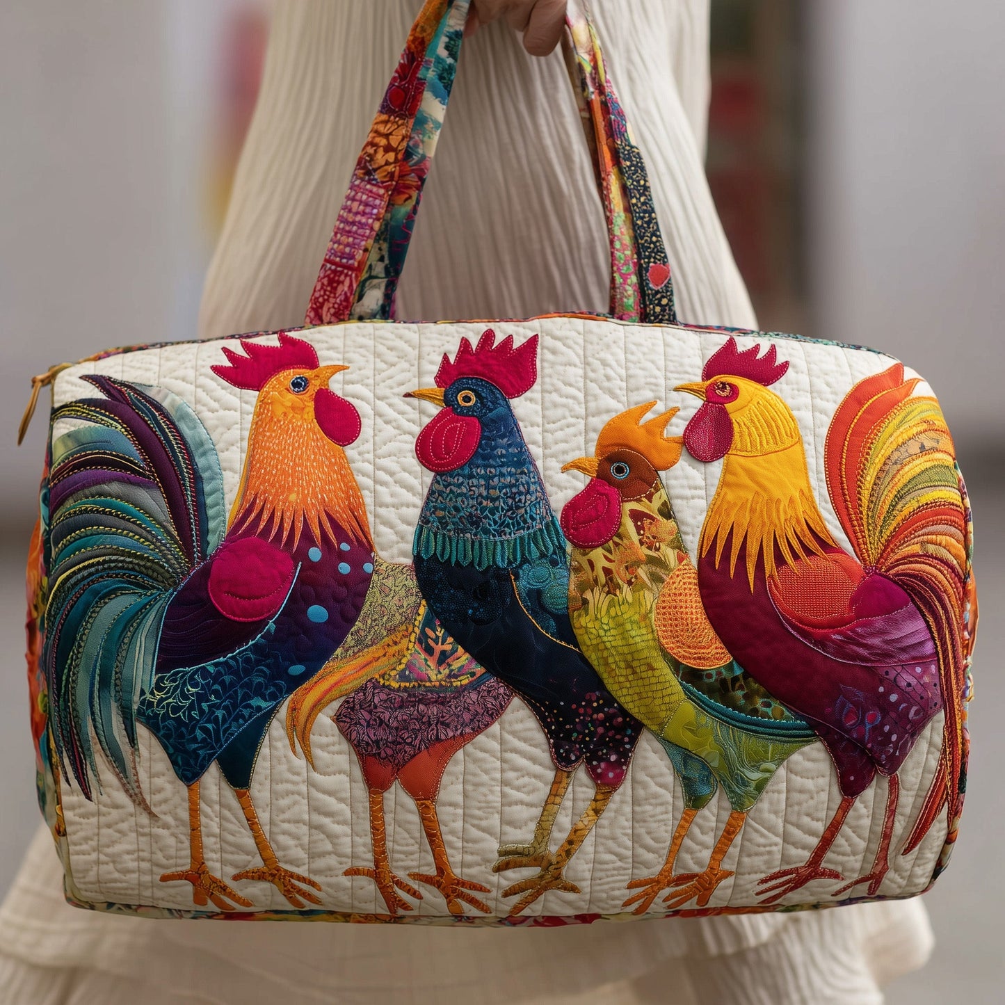 Whimsical Roosters Quilted Duffle Bag GFTONL5091