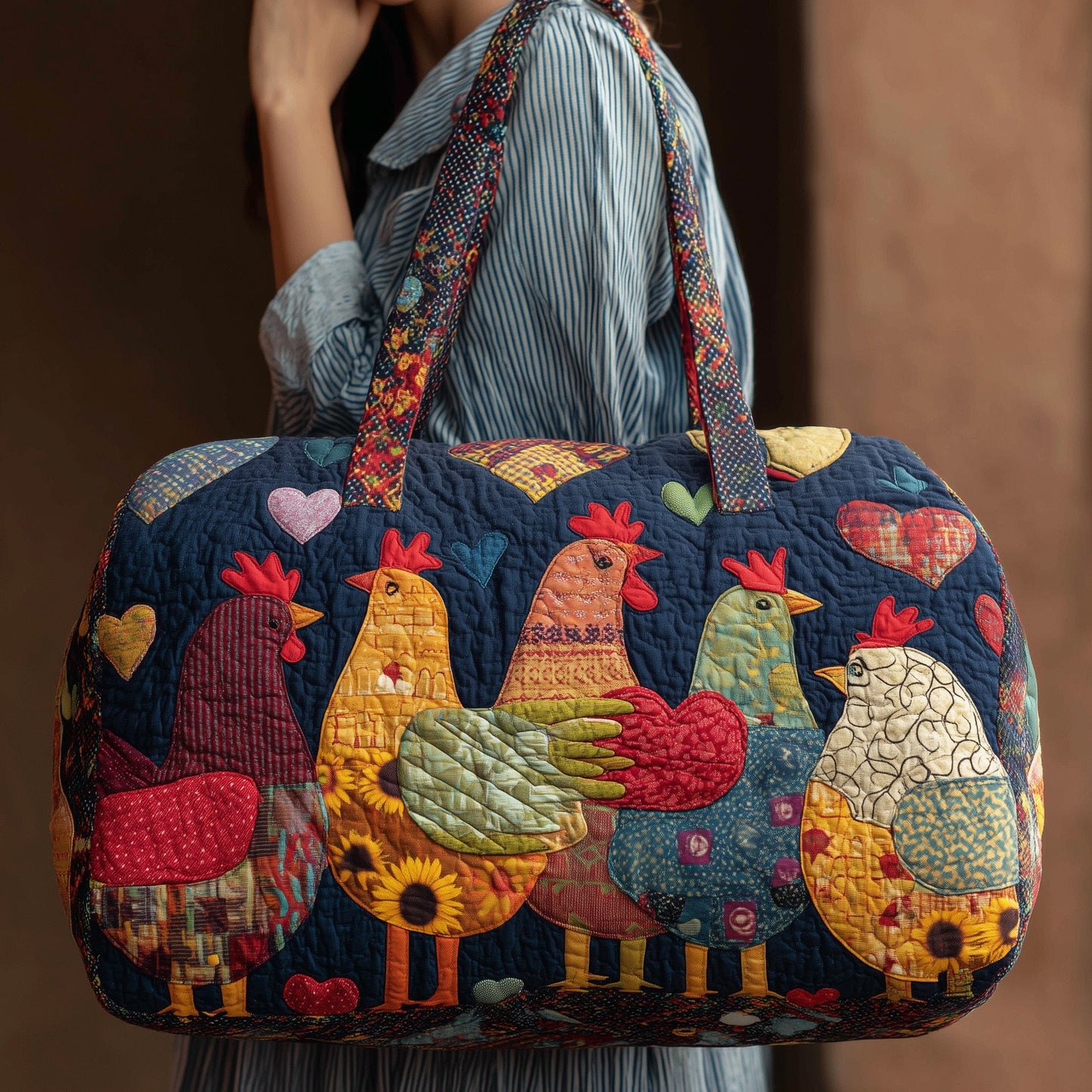 Whimsical Chicken Quilted Duffle Bag GFTONL5106
