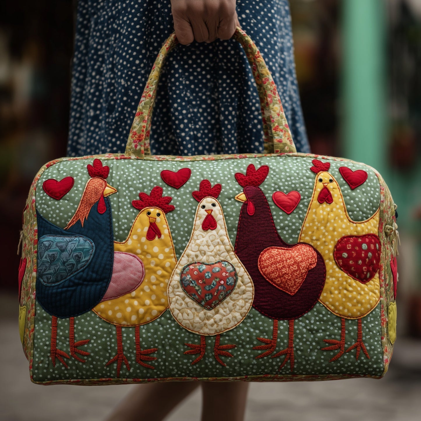 Whimsical Chicken Quilted Duffle Bag GFTONL5111