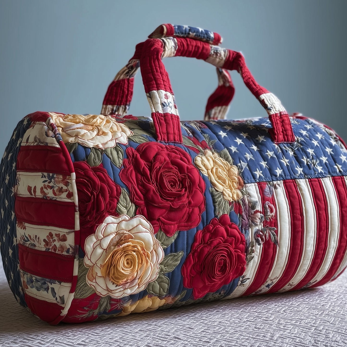 Patriotic Roses Quilted Duffle Bag GFTONL5122