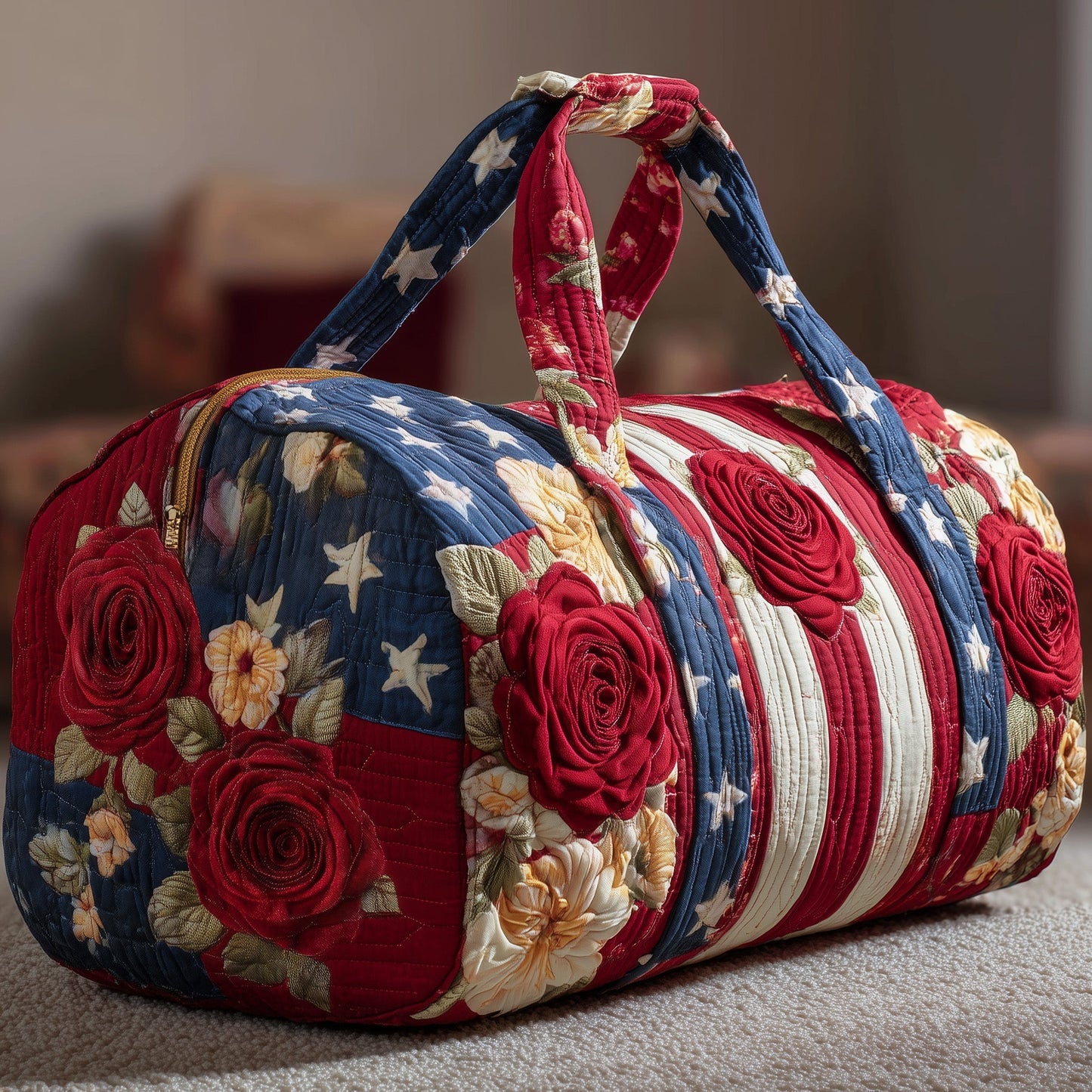 Patriotic Roses Quilted Duffle Bag GFTONL5123