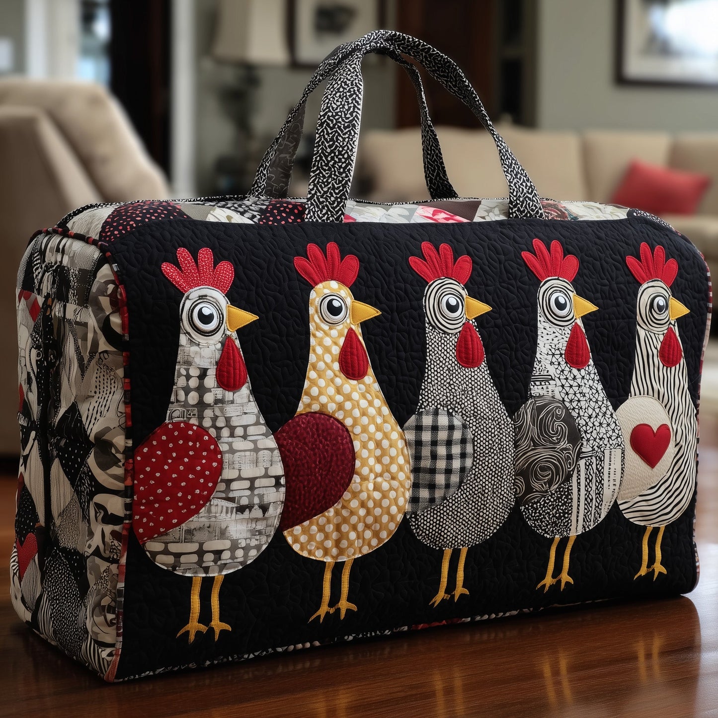 Whimsical Chicken Quilted Duffle Bag GFTONL5132