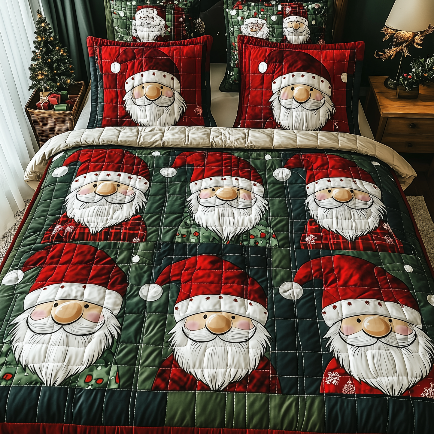 Jolly Gnomes 3-Piece Quilted Bedding Set GFTONL513