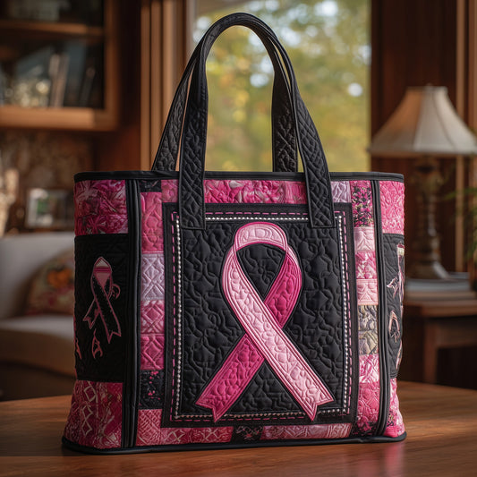 Breast Cancer Ribbon Quilted Tote Bag GFTONL5199