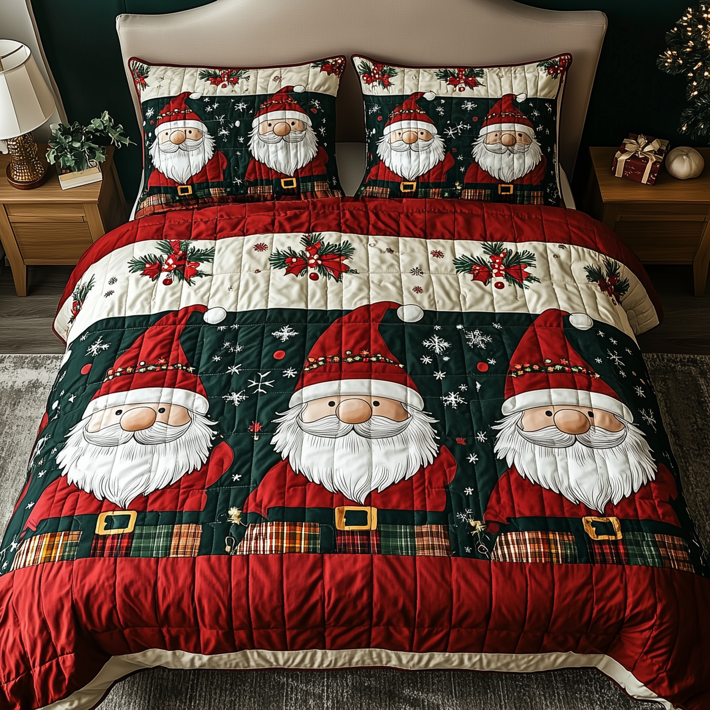 Jolly Gnomes 3-Piece Quilted Bedding Set GFTONL519