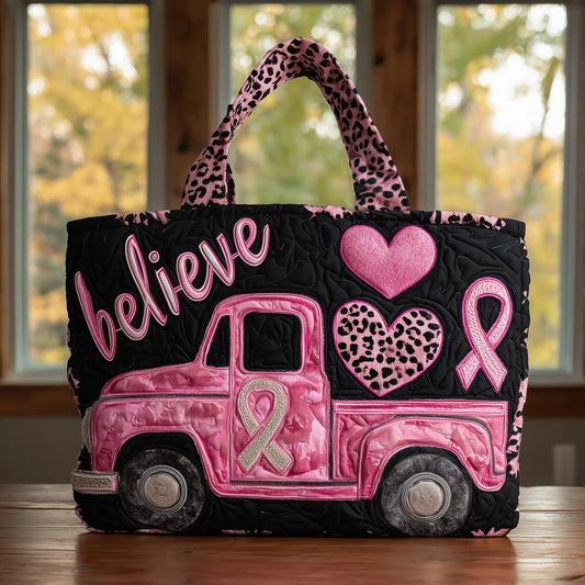 Believe Ribbon Quilted Tote Bag GFTONL5200