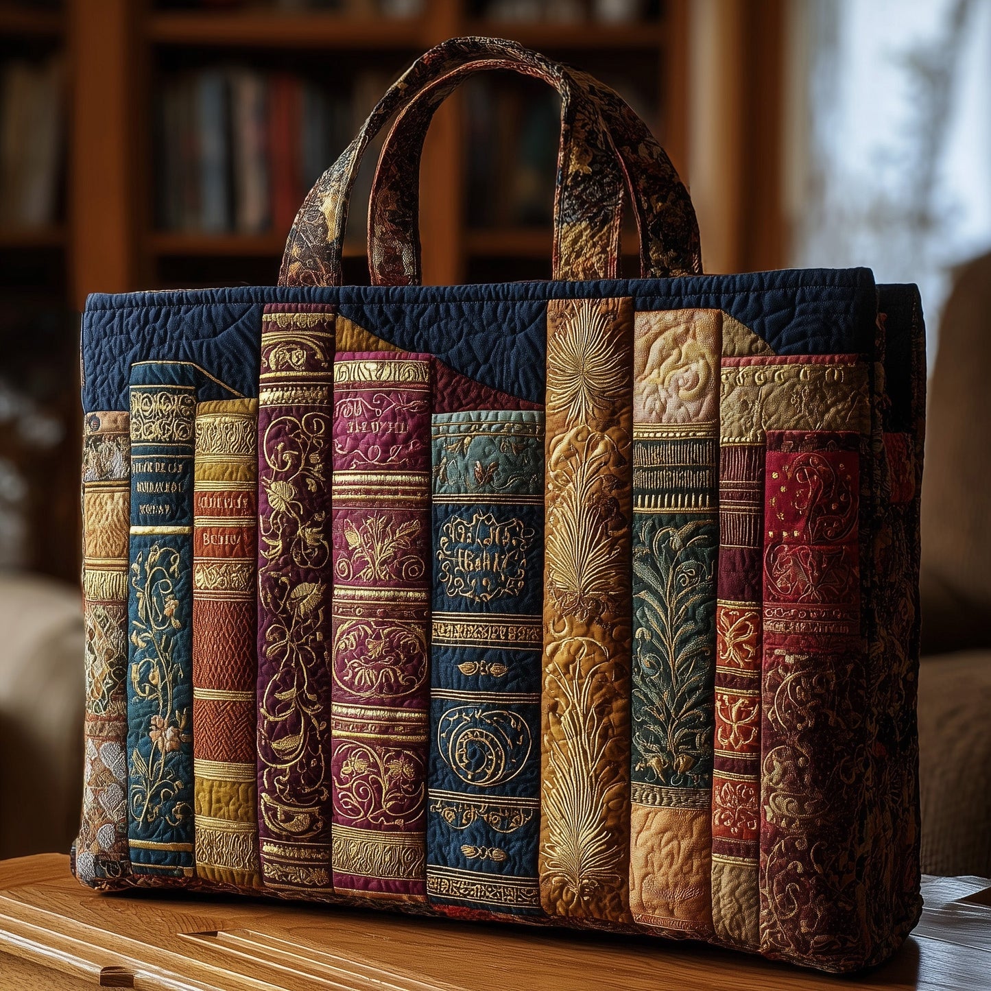 Vintage Bookworm Quilted Tote Bag GFTONL5218