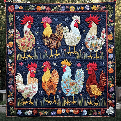 Floral Chicken Quilted Blanket GFTONL523