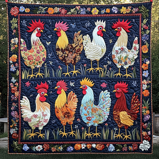 Floral Chicken Quilted Blanket GFTONL523