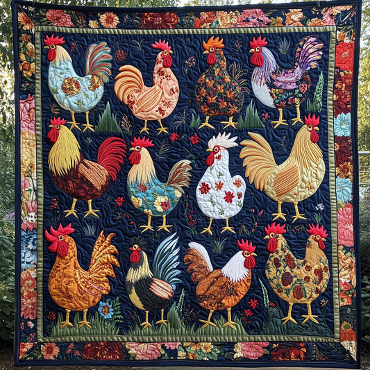 Floral Chicken Quilted Blanket GFTONL524