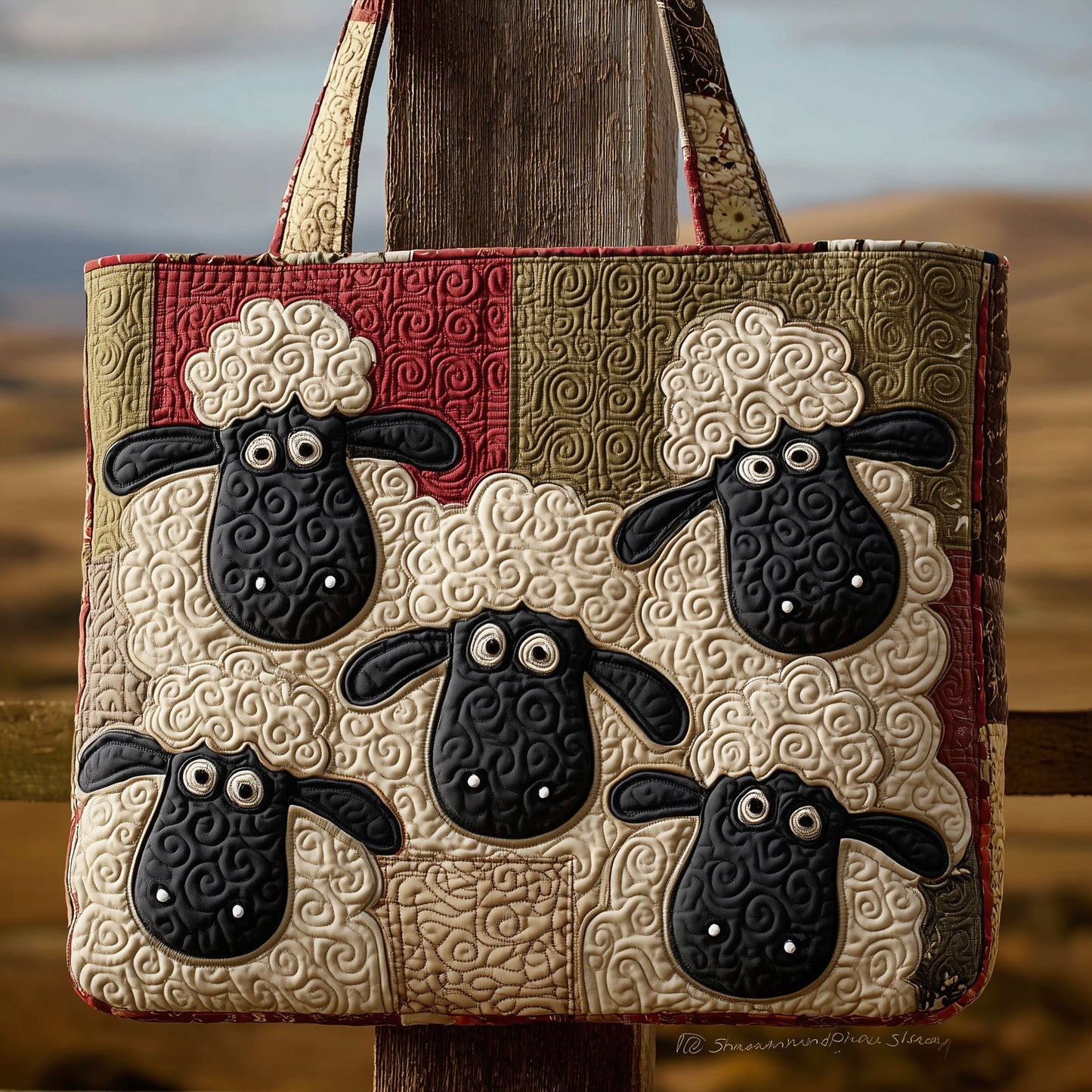 Whimsical Sheep Quilted Tote Bag GFTONL5253