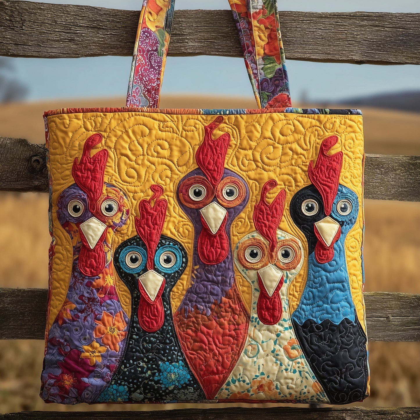 Funky Chicken Quilted Tote Bag GFTONL5263