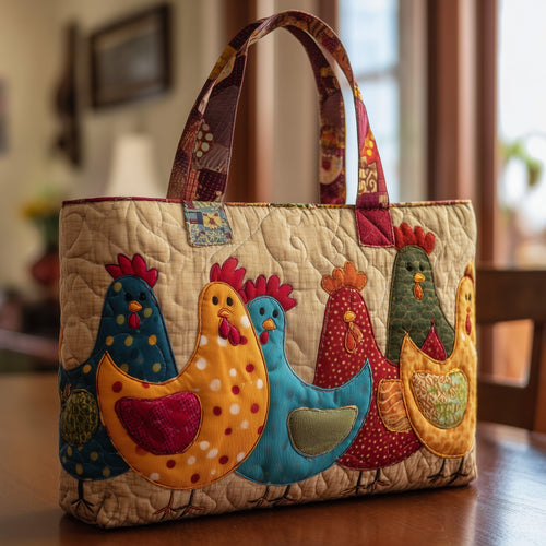Whimsical Chicken Quilted Tote Bag GFTONL5272