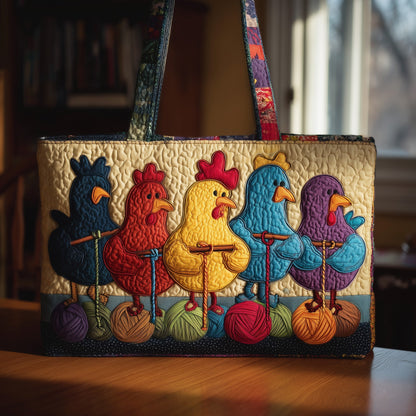 Knitting Chicken Quilted Tote Bag GFTONL5280