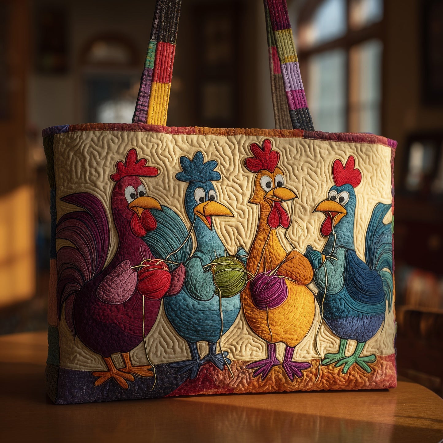Knitting Chicken Quilted Tote Bag GFTONL5281
