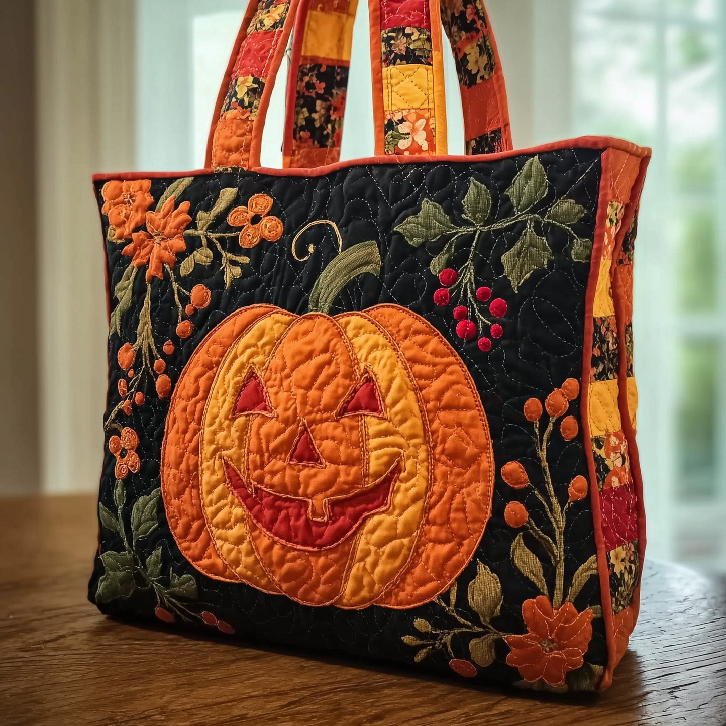 Cheerful Pumpkin Quilted Tote Bag GFTONL5285