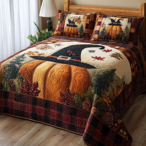 Witch Pumpkin 3-Piece Quilted Bedding Set GFTONL5288