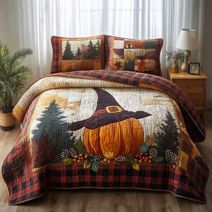 Witch Pumpkin 3-Piece Quilted Bedding Set GFTONL5289