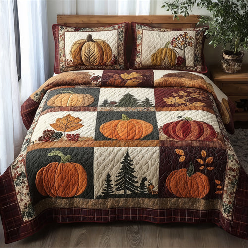 Pumpkin Harvest 3-Piece Quilted Bedding Set GFTONL5293
