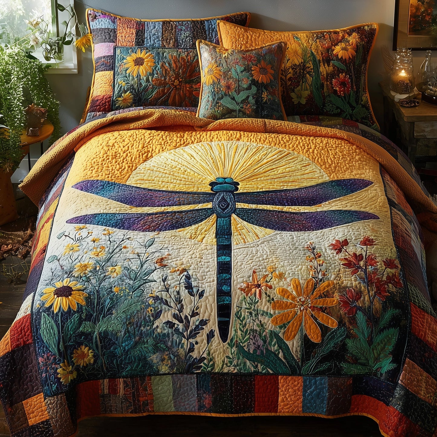 Dragonfly Heaven 3-Piece Quilted Bedding Set GFTONL5295