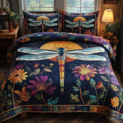 Midnight Dragonfly 3-Piece Quilted Bedding Set GFTONL5297