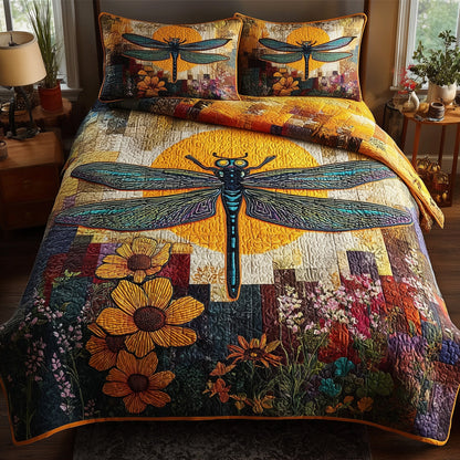 Sunshine Dragonfly 3-Piece Quilted Bedding Set GFTONL5298