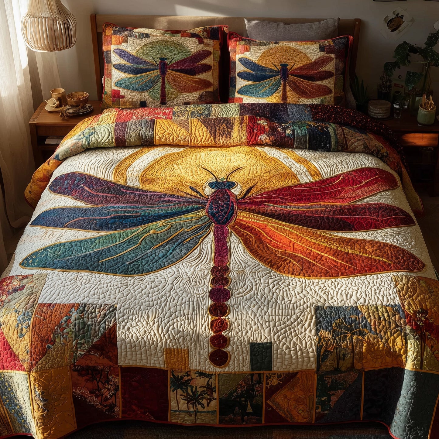 Sunshine Dragonfly 3-Piece Quilted Bedding Set GFTONL5300